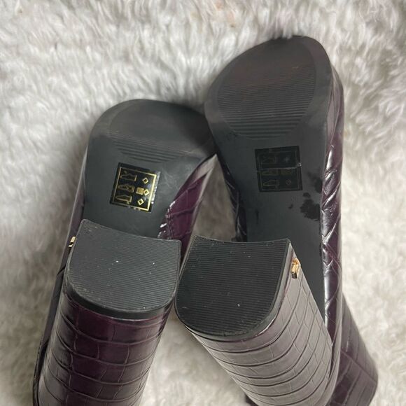 Rachel Zoe  Maya Deep Mahogany Croc-Embossed Faux leather Platform Boots lSZ8.5 - Picture 8 of 10